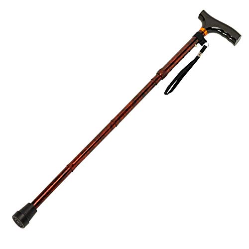 Homecraft Folding Coloured Walking Stick with Wooden Handle, Lightweight Adjustable Walking Cane for Balance, Mobility Aid, Wild Rose, 775-875 mm/31-35 inches, (Eligible for VAT relief in the UK)