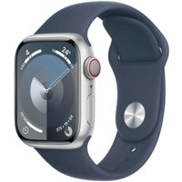 APPLE Watch Series 9 GPS + Cellular 41mm Silver Aluminium Case with Storm Blue Sport Band - S/M (MRHV3QF/A)
