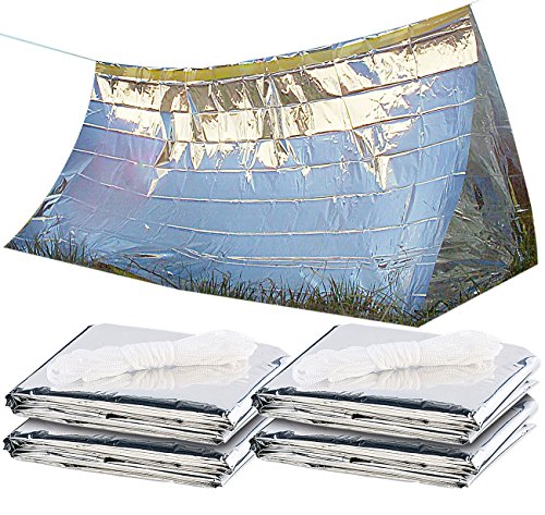 Semptec Urban Survival Technology Minizelt: 4er-Set Notfall-Zelte für 2 Personen, hitzeabweisend, kältedämmend (Survival-Zelt)