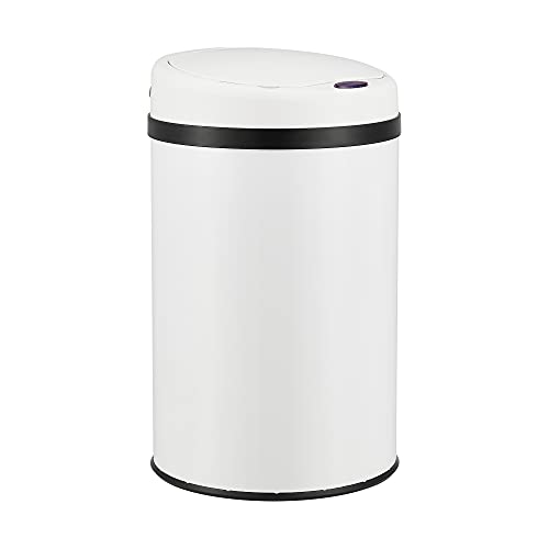 [en.casa] Sensor-Mülleimer 30L Abfalleimer mit Sensorautomatik Kücheneimer mit Sensor Edelstahl Weiß