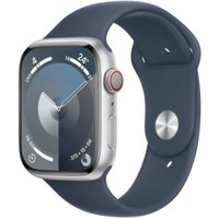 APPLE Watch Series 9 GPS + Cellular 45mm Silver Aluminium Case with Storm Blue Sport Band - S/M (MRMG3QF/A)