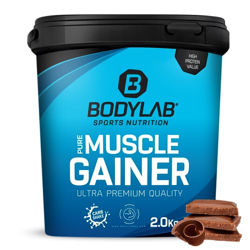 Bodylab24 Pure Muscle Gainer | 2kg | Schokolade | Wertvolle Nährstoffe mit reichlich Kalorien für Deine Massephase