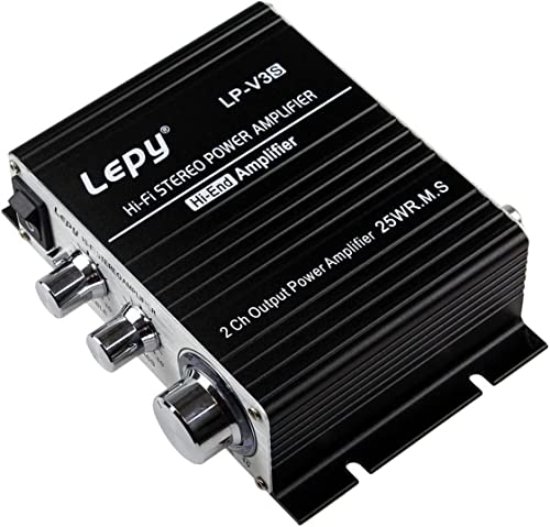 Fasizi LP-V3S Lepy Digital Player Auto Power Hi-Fi Stereo Verstärker Lautsprecher 3,5 mm Audioeingang MP3 Motorrad Super BASS AMP 2X 25 W RMS (Netzteil Nicht enthalten) -Schwarz