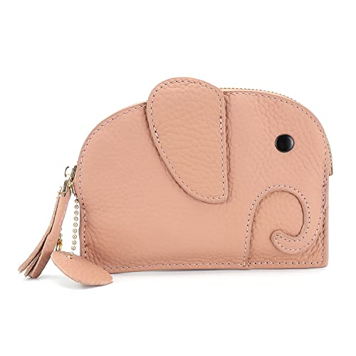 Geldbörse für Damen Women's Purse Leather Elephant Mini Creative Coin Bag Kleine Damengeldbörse (Farbe : Bean Flour, Size : 14x1.5x11cm)