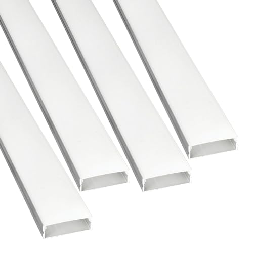 JANDEI – 4 x 1 meter Lange Aluminiumprofile für die Oberflächeninstallation von LED-Lichtbändern mit Durchscheinendem Diffusor. Inklusive Endkappen und Zubehör (29,4mm x 9,9mm)