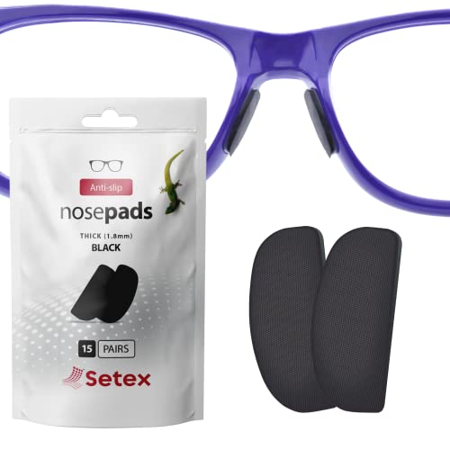 Setex Gecko Grip 1,8 mm dicke rutschfeste Brillen-Nasenpads (Großpackung 15 schwarzes Paar), innovative mikrostrukturierte Fasern