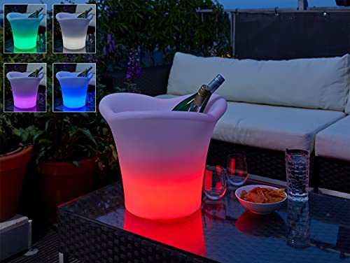 Northpoint LED Outdoor Lichtsäule Stehlampe Dekofigur wiederaufladbar Gartenlicht Terassenlicht mit Fernbedienung Farbige Warmweiße LEDs 2000mAh Akku (Weinkühler)