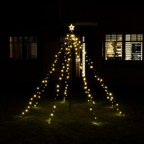 Beleuchtete LED Lichterpyramide in Kegel Form - 2,2m Höhe / 200 LED in warmweiß - Deko Baum Tannenbaum Außen LED Weihnachtsbaum