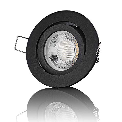 lambado® Premium LED Spot 230V Flach Schwarz - Hell & Sparsam inkl. 5W Strahler warmweiß dimmbar - Moderne Beleuchtung durch zeitlose Einbaustrahler/Deckenstrahler