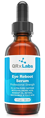 QRxLabs Eye Serum Reboot Mit 6% Koffein, Hyaluronsäure, Hagebuttenöl, Retinol, Niacinamide & Folsäure