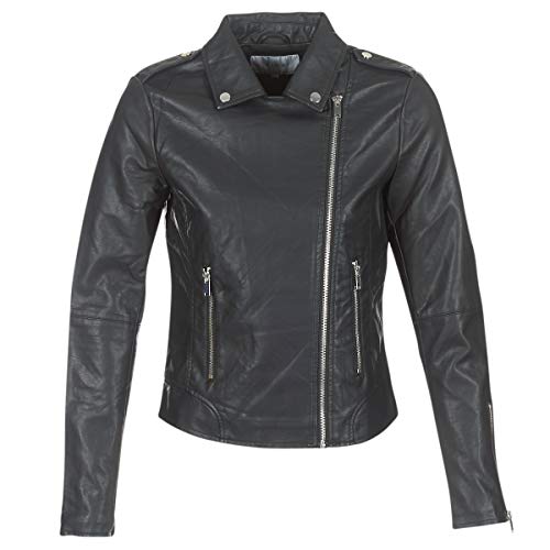 Vila Clothes Damen Vicara Faux Leather Jacket Jacke, Schwarz (Black Black), 40 (Herstellergröße: L)