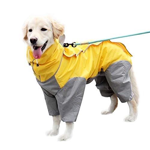 Gulunmun Regenjacken für Hunde  Hunderegenmantel mit Kapuze und Kragenloch, ultraleichte, atmungsaktive, 100% wasserdichte Regenjacke für mittelgroße Hunde