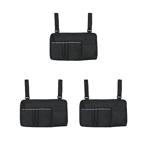 3 Set von Outdoor Rollstuhl Seitentasche Aufbewahrungstasche Armlehne Tasche Organizer Halter, schwarz, 34 x 19,5 cm