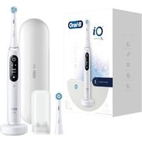 Oral-B iO 7 Elektrische Zahnbürste/Electric Toothbrush, Magnet-Technologie, 2 Aufsteckbürsten, 5 Putzmodi für Zahnpflege, Display & Reiseetui, Designed by Braun, white alabaster