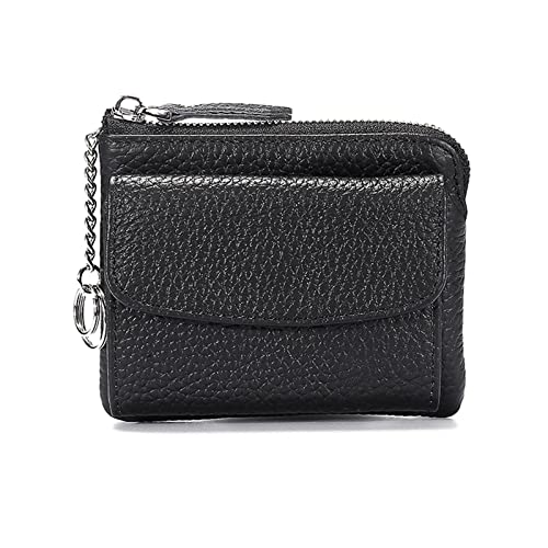 Geldbörse für Damen Geldbörse Mehrschichtiges Leder Einfache Mini-Münzentasche mit Reißverschluss Kleine Damengeldbörse (Farbe : Black, Size : 11x9x4cm)