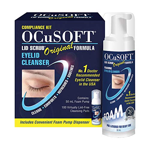Ocusoft Compliance Set - 50ML Spray plus 100 Pads - Augenliderreinigung - 121 Pumpen pro Flasche - Hält bis zu 2 Monate