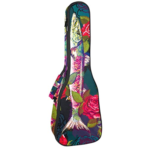 Ukulele Koffer Blumen Fische Ukulele Tasche 21 Zoll Wasserdicht Oxford Gig Bag Mit Tasche Für Jungen Mädchen