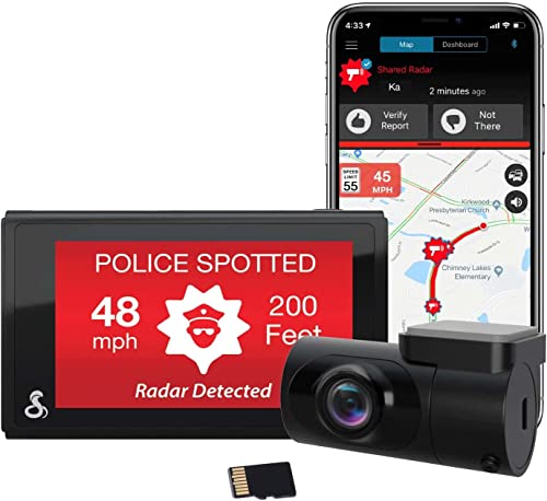 Cobra Smart Dashcam Autokamera + hinten Kamera QHD+ Video 1600P Auflösung, Sprachsteuerung, integriertes WiFi & GPS, 16GB SD Karte, 3" Display, gemeinsame Alarme, Notfall MayDay, Drive Smarter App