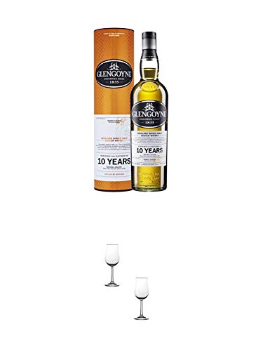 Glengoyne 10 Jahre Single Malt Whisky 0,7 Liter + Nosing Gläser Kelchglas Bugatti mit Eichstrich 2cl und 4cl - 2 Stück