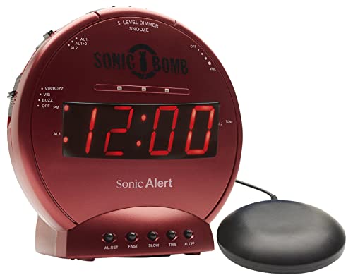 Geemarc Telecom S.A SBB500SSR-I Sonic Bomb, Vibrationswecker, Kunststoff, Plastik, Metal, Rot, One Size