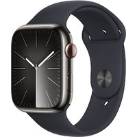 Apple Watch Series 9 LTE 45mm Edelstahl Graphit Sportarmband Mitternacht M/L