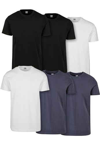 Urban Classics Herren Basic Tee 6-Pack T-Shirt, Mehrfarbig Wht Blk/Gry 02257, XXXXX-Large (Herstellergröße: 5XL) (6er Pack)