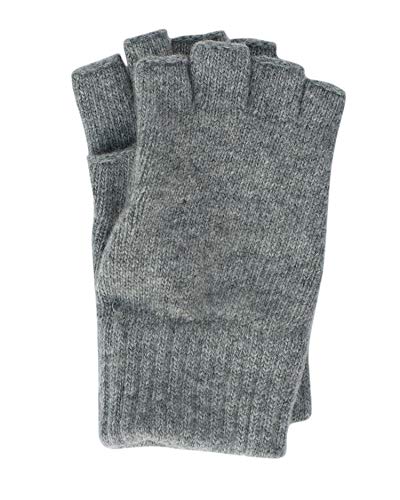 FosterNatur, Herren Handschuhe Fingerlos, 100% Wolle (9, Grau)