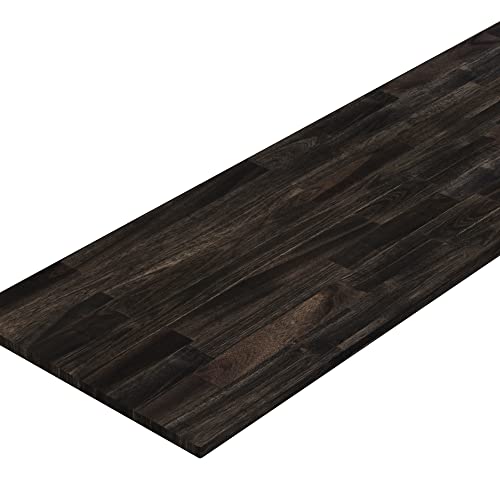 INTERBUILD Tischplatte Massivholz, Arbeitsplatte Küche aus FSC Akazienholz, Espresso, 2200 x 635 x 26mm