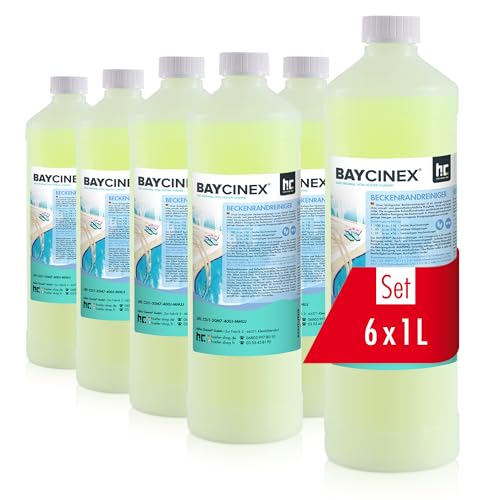 Höfer Chemie - 6 x 1 L Baycinex® Beckenrandreiniger alkalisch für Pool & Schwimmbad - in handlichen 1 L Flaschen