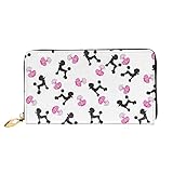 Multi-Card Wallet Gestreiftes Muster Wasserdicht Münzclip Leder Kreditkartenhalter Clutch Geldbörse, Parfümflasche und Pudel für Mädchen, Rosa, Einheitsgröße, Modern