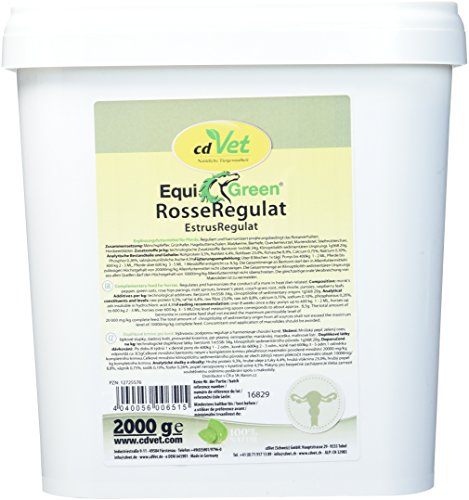 cdVet Naturprodukte EquiGreen RosseRegulat 2 kg - Pferde - Ideal für stark rossende Stuten - Ergänzungsfuttermittel - mit Möchspfeffer und Grünhafer - ausgewogene Zusammensetzung - Gesundheit -