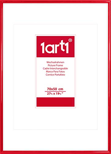1art1 Bilderrahmen - Posterrahmen In Rot Für Poster Und Plakate In Der Größe 70x50 cm/Moderner Kunstoffrahmen Wechselrahmen 70 x 50 cm