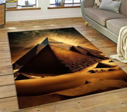 IZREEL Architektur Berühmte Ägyptische Pyramide Teppich Teppich Für Zu Hause Wohnzimmer Schlafzimmer Sofa Fußmatte Bereich Teppich rutschfeste Bodenmatte 100X160Cm