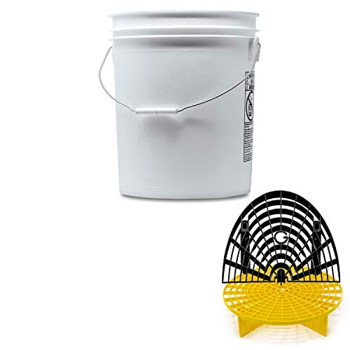 Detailmate professionelles Wasch Eimer Set: Magic Bucket Wascheimer 5 GAL (ca. 20 Liter), GritGuard Schmutz Einsatz gelb, GritGuard Washboard schwarz