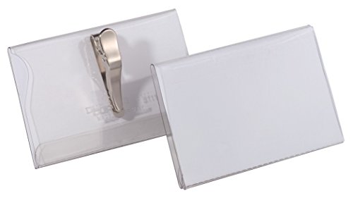 Durable 811119 Namensschild (mit Krokoklemme, 54 x 90 mm) Packung à 25 Stück transparent