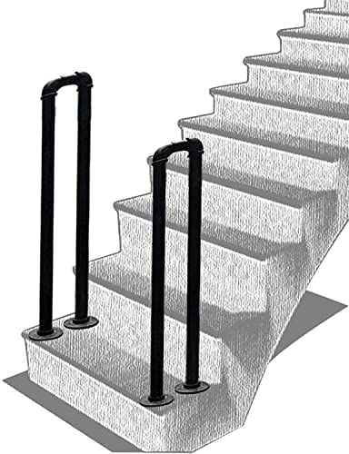 U-Typ-Treppenhandlauf, Rohr-Mattschwarz-Stufen-Baluster, Industrie-Stufen-Baluster für den Innen- und Außenbereich, rutschfeste Stützstange für ältere Menschen (Größe: 90 cm (2,95 Fuß)) (90 cm (2