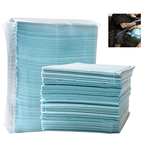 PRDECE Disposable Tattoo Clean Pad, Dental Bibs, Nail Art Table Towels Mat, Underpad Hygiene Personal Tattoo Bib, 18x13in 3-Layer Thickening, PE Membrane Waterproof (250 PCS,Blue)