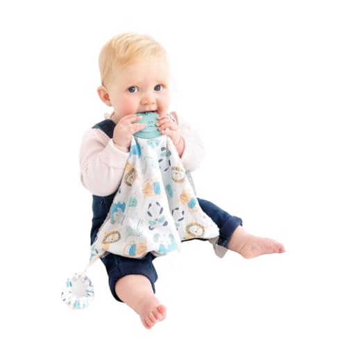 Cheeky Chompers Weiches Baby Schmusetuch | 4 in 1 Comfortchew | Baby Zahnen Hilfe & Sensorik Spielzeug | Silikon Zahnenecke | Beruhigend + tröstlich | Spaßige Tiere