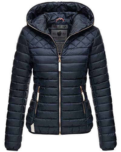 Navahoo Damen Übergangsjacke Stepp Jacke gefüttert mit Kapuze B838 [B838-Huebsch-Schwarz-Gr.L]