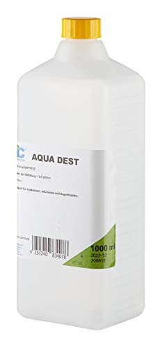 Aqua Dest destilliertes Wasser - 23x 1000ml, 23 Liter Laborwasser, mikrofiltriertes Wasser