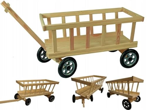 COIL Leiterwagen, Handwagen, Spielzeug-Kinderwagen, Handgefertigt aus Holz, Bollerwagen, Gartendekorationen, Schwenkbare Vorderrader, Selbstmontage (Groß)