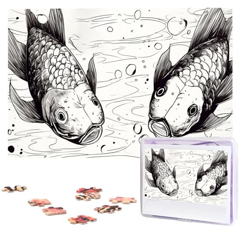 Jigsaw Puzzles 1000 Teile Für Erwachsene 2 verlorene Seele schwimmende Fische Jigsaw Puzzle Coole Tier Weihnachten Puzzle Geschenk Puzzle Für Familie Größe 75 X 50 cm