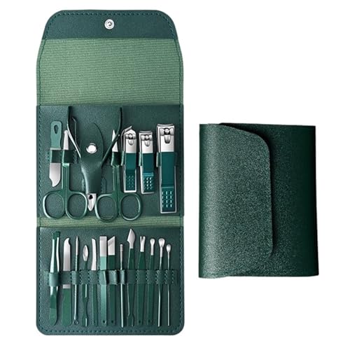 Professionelle Nagelknipser, Schneider for Maniküre-Set, Edelstahl, Nagel- und Pediküre-Scheren-Set, Reisewerkzeug (Color : 20pcs dark green)