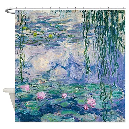 Design Seerosen Claude Monet Fine Art Dekostoff Duschvorhang extra lang verdicken Polyester waschbar schnell trocknend Badvorhang 260 x 180 cm Duschvorhang