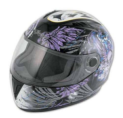 A-Pro Motorcycle Motorbike Crash Full Face Helmet Clear Visor Grafic Blue XXL