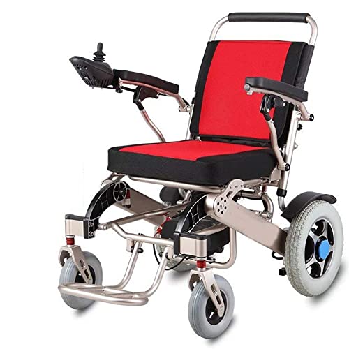 MOLVUS Elektrischer Rollstuhl für ältere Menschen mit Behinderten, intelligentes 4-Rollen-Fahrzeug, automatischer, tragbarer Scooter-Handlauf kann angehoben werden, multifunktionaler faltbarer Power-Rollstuhl (rot)