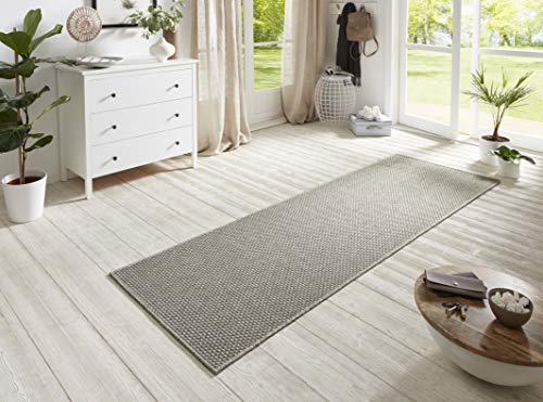 BT Carpet Flachgewebe Läufer Nature 600 Hellgrau, Größe 80x250 cm, Für In- und Outdoor geeignet (100% Polypropylen, UV- und Feuchtigkeitsresistent, Fußbodenheizung geeignet)