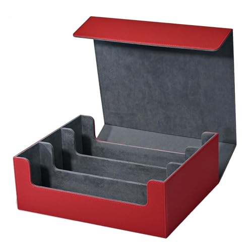 Qutsvosh Karten Aufbewahrungsbox für Sammelkarten, Kartendeck Case Hält 1800+ Single Sleeved Karten Aufbewahrungsbox Langlebig Rot