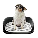 Toilette für Hunde, tragbar, mit Tablett für Haus, Welpen, Balkon, Toilette für Hunde, Teddy Chihuahua, 50 x 40 cm (schwarz)