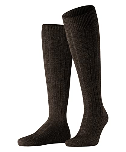 FALKE Herren Kniestrümpfe Teppich im Schuh, Schurwollmischung, 1 Paar, Braun (Dark Brown 5450), Größe: 43-44